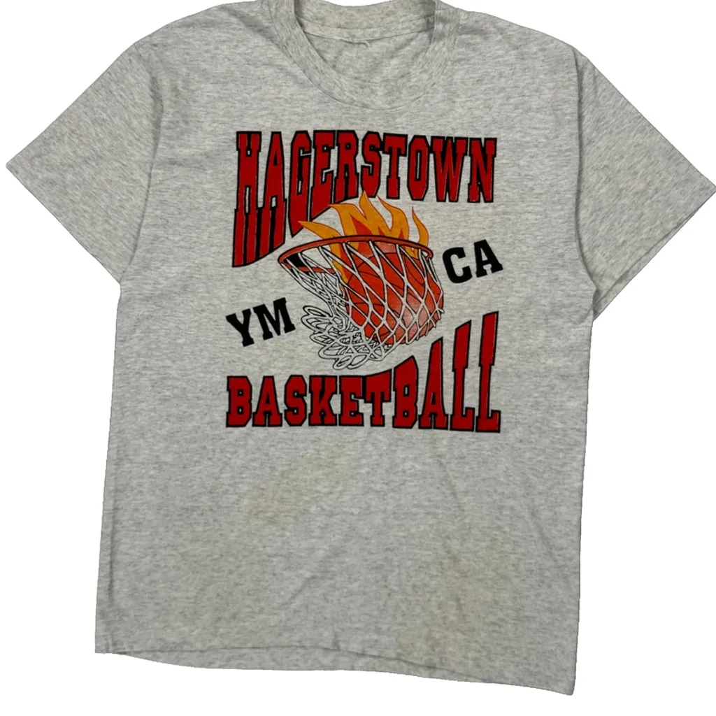 Hagerstown Ymca Basketball Unbranded Graphic T-Shirt - Small Grey Cotton - Image 5