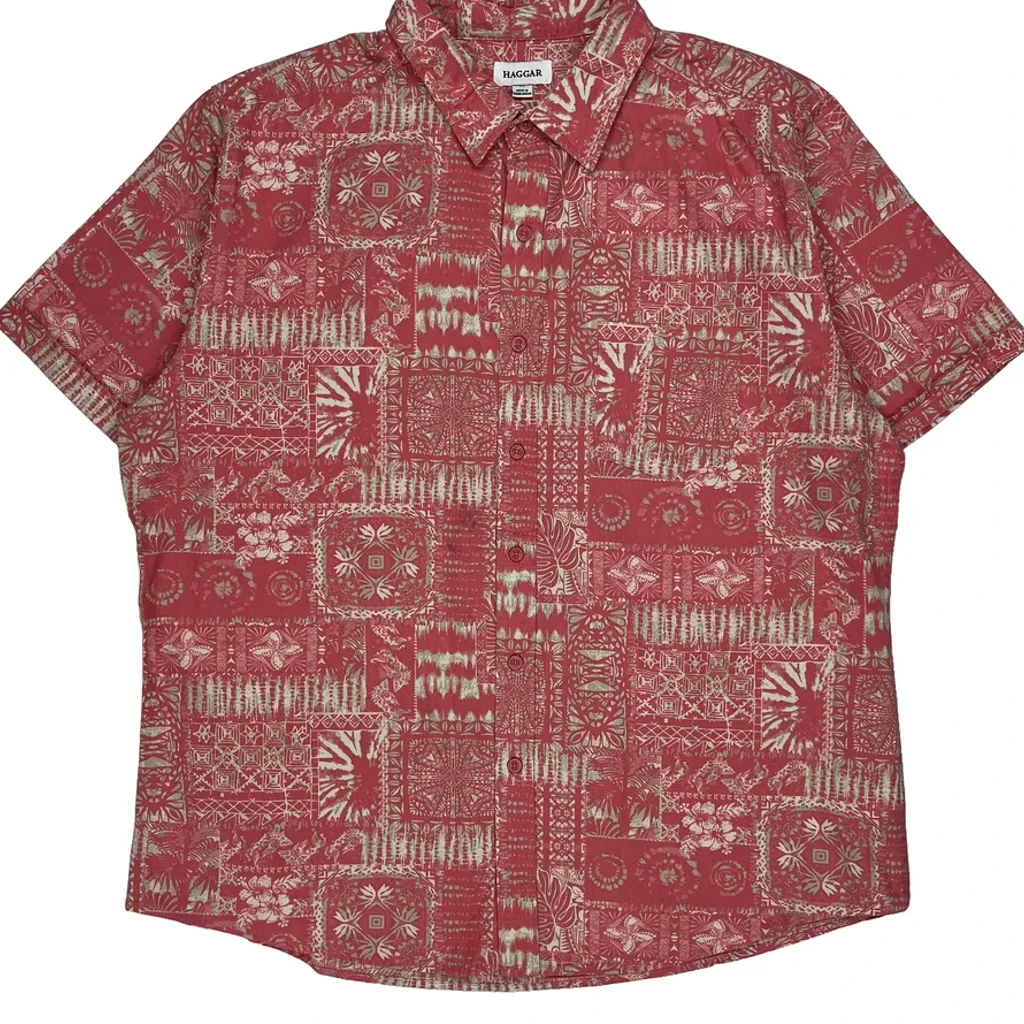 Haggar Hawaiian Shirt - XL Red Cotton - Image 4