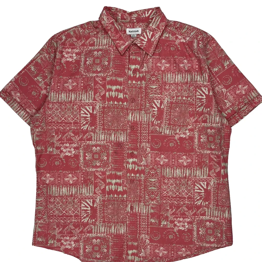 Haggar Hawaiian Shirt - XL Red Cotton - Image 5
