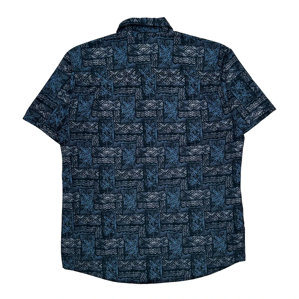Haggar Short Sleeve Shirt - Large Blue Cotton - Image 2