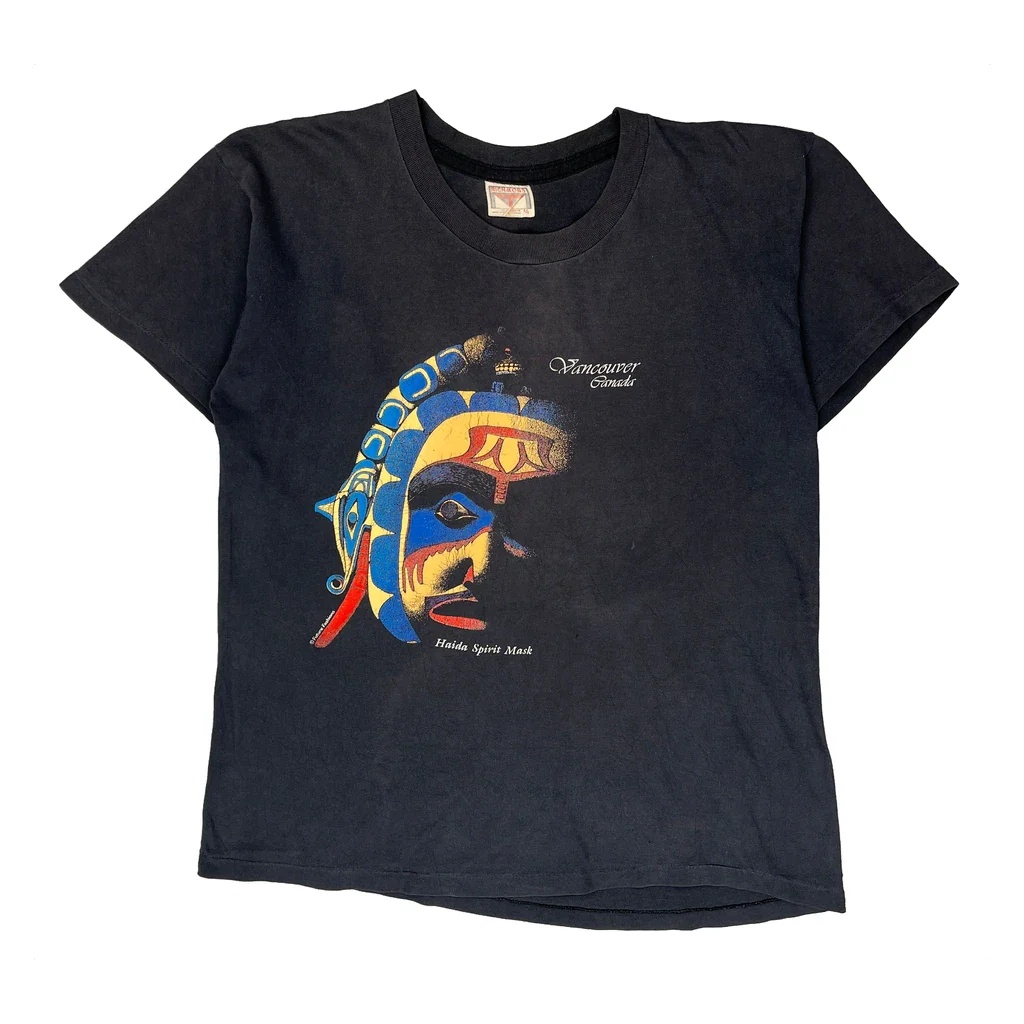 Haida Spirit Mask Richmond Single Stitch T-Shirt - Large Black Cotton
