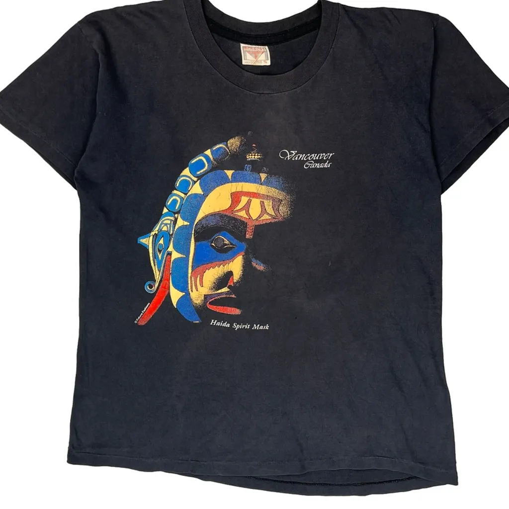 Haida Spirit Mask Richmond Single Stitch T-Shirt - Large Black Cotton - Image 6