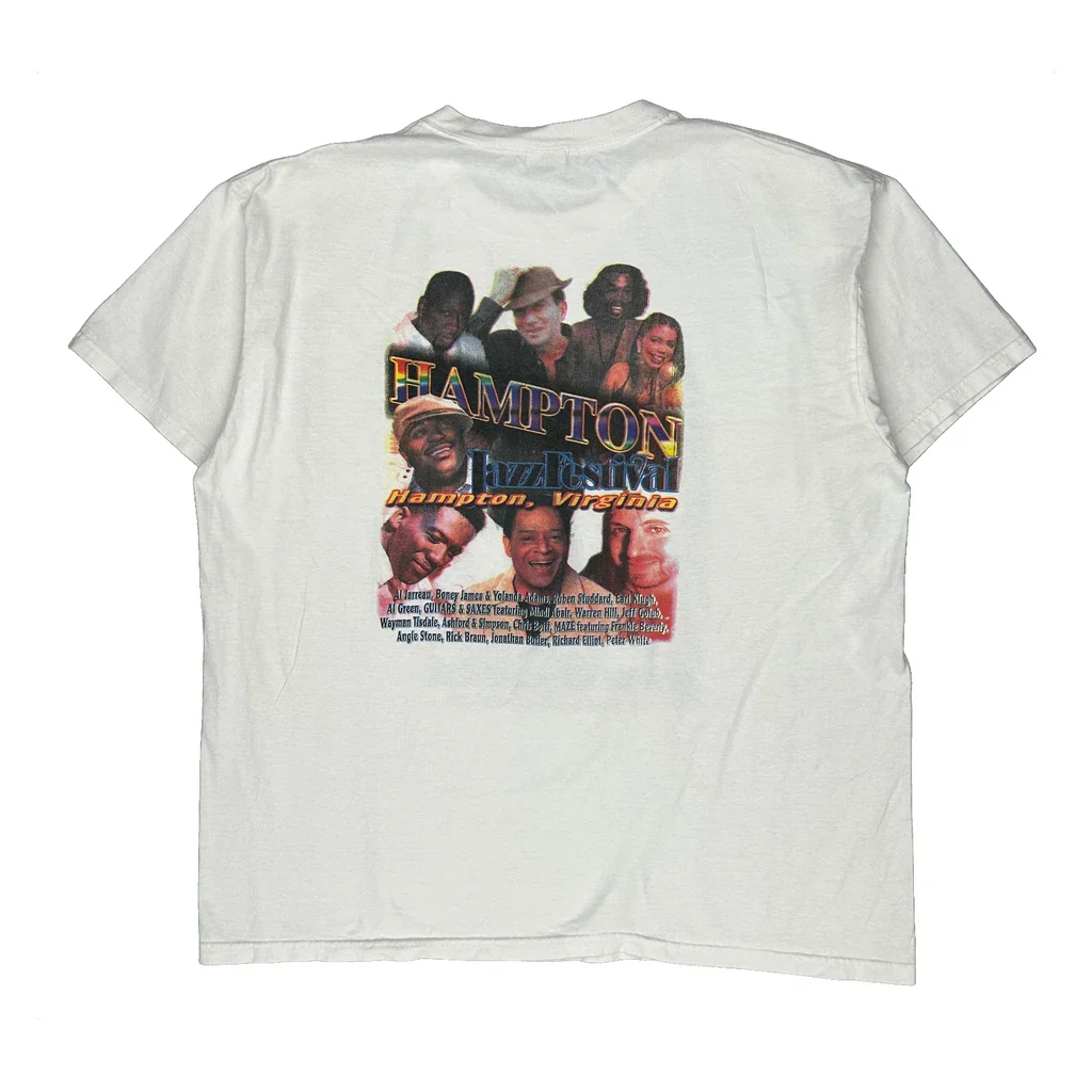 Hampton Jazz Festival Gildan Graphic T-Shirt - XL White Cotton - Image 2