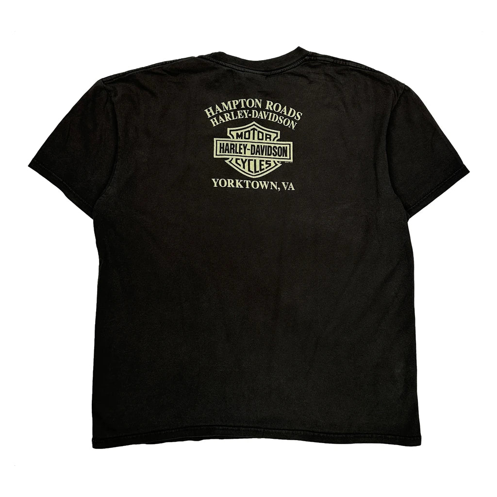 Hampton Roads Harley Davidson Graphic T-Shirt - XL Black Cotton - Image 2