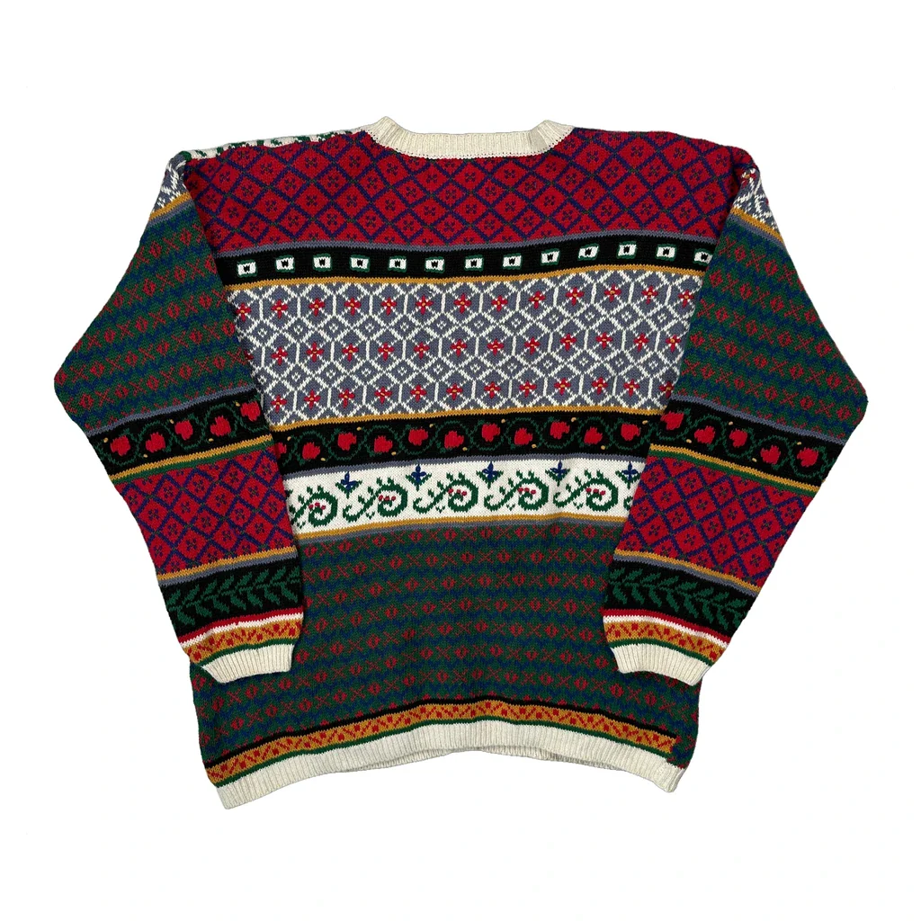 Hand Knit Northern Isles Christmas Cardigan - Large Multicoloured Cotton - Image 2