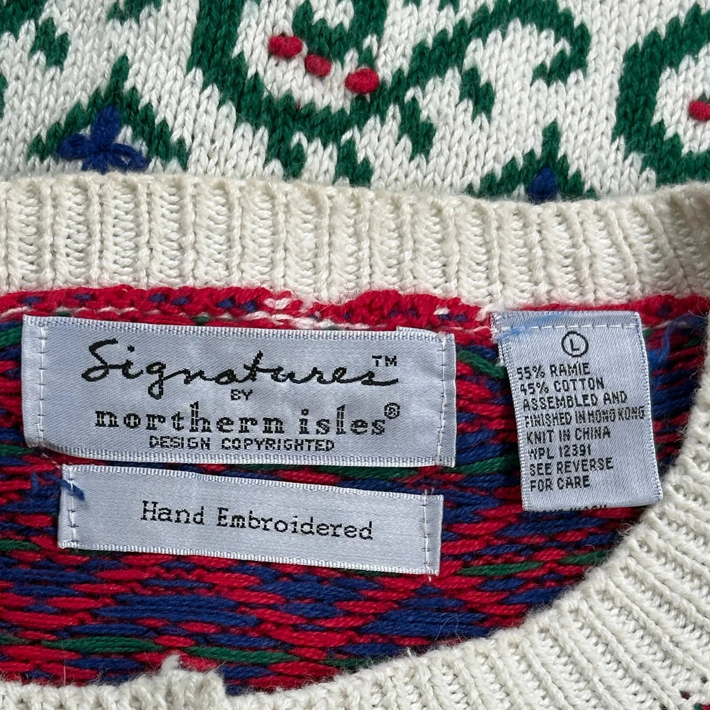 Hand Knit Northern Isles Christmas Cardigan - Large Multicoloured Cotton - Image 3