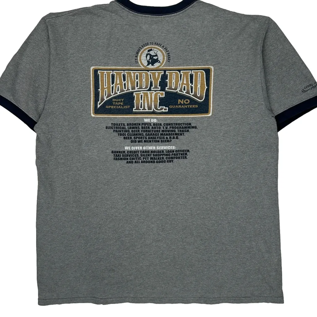 Handy Dad Inc. Crazy Shirt Ringer T-Shirt - Large Grey Cotton - Image 6