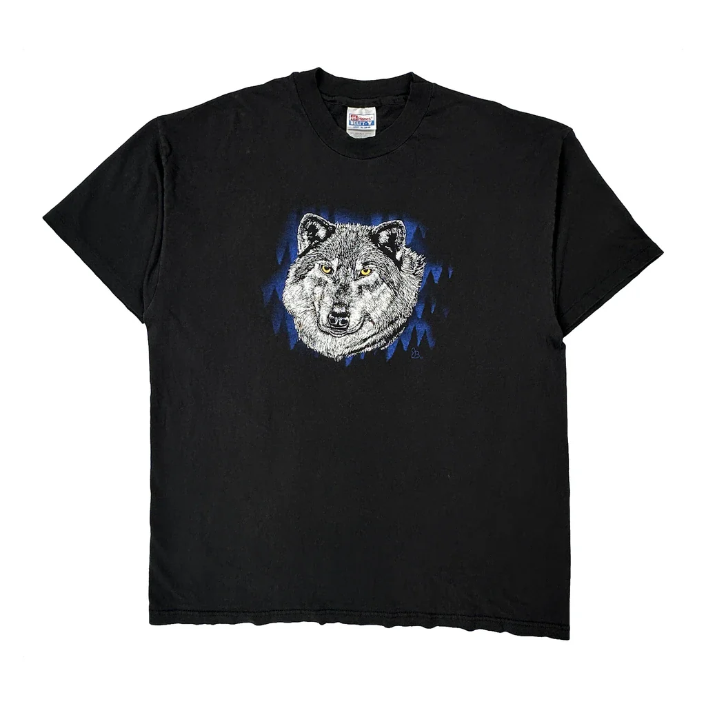 Hanes Single Stitch T-Shirt - XL Black Cotton