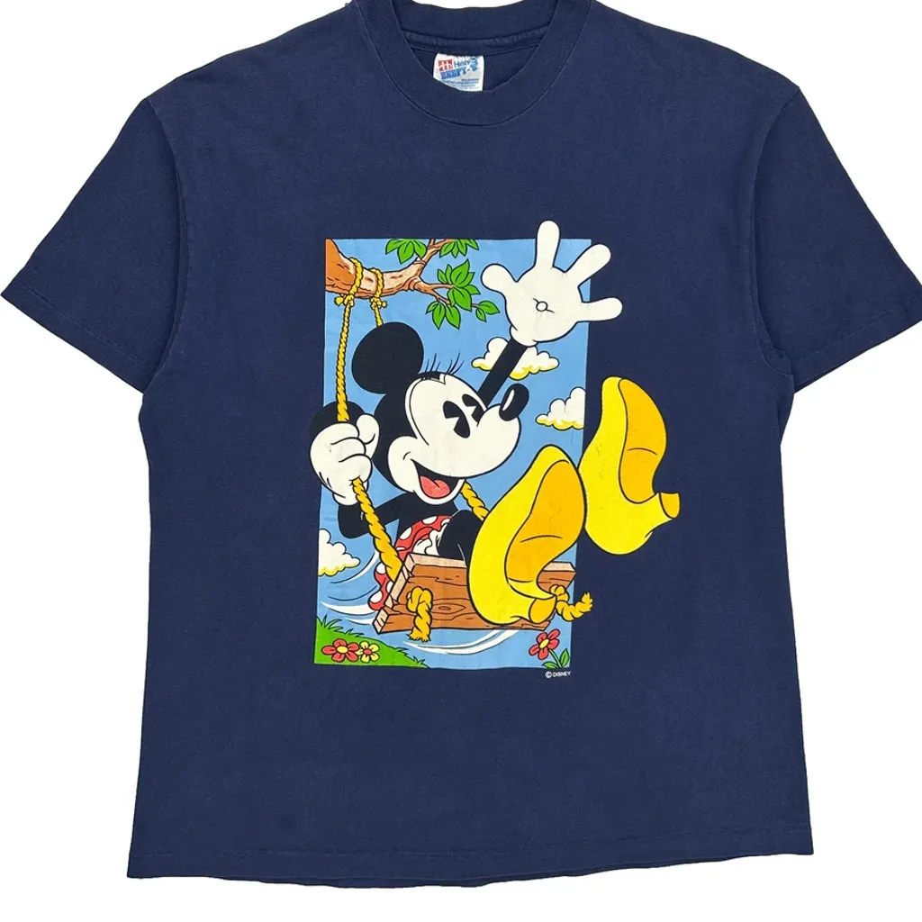 Hanes Cartoon T-Shirt - Large Blue Cotton - Image 4