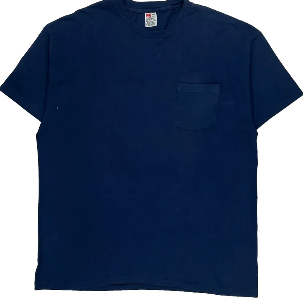 Hanes Single Stitch T-Shirt - XL Blue Cotton - Image 6
