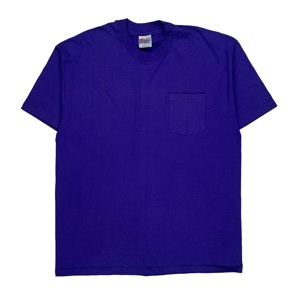 Hanes Single Stitch T-Shirt - XL Purple Cotton