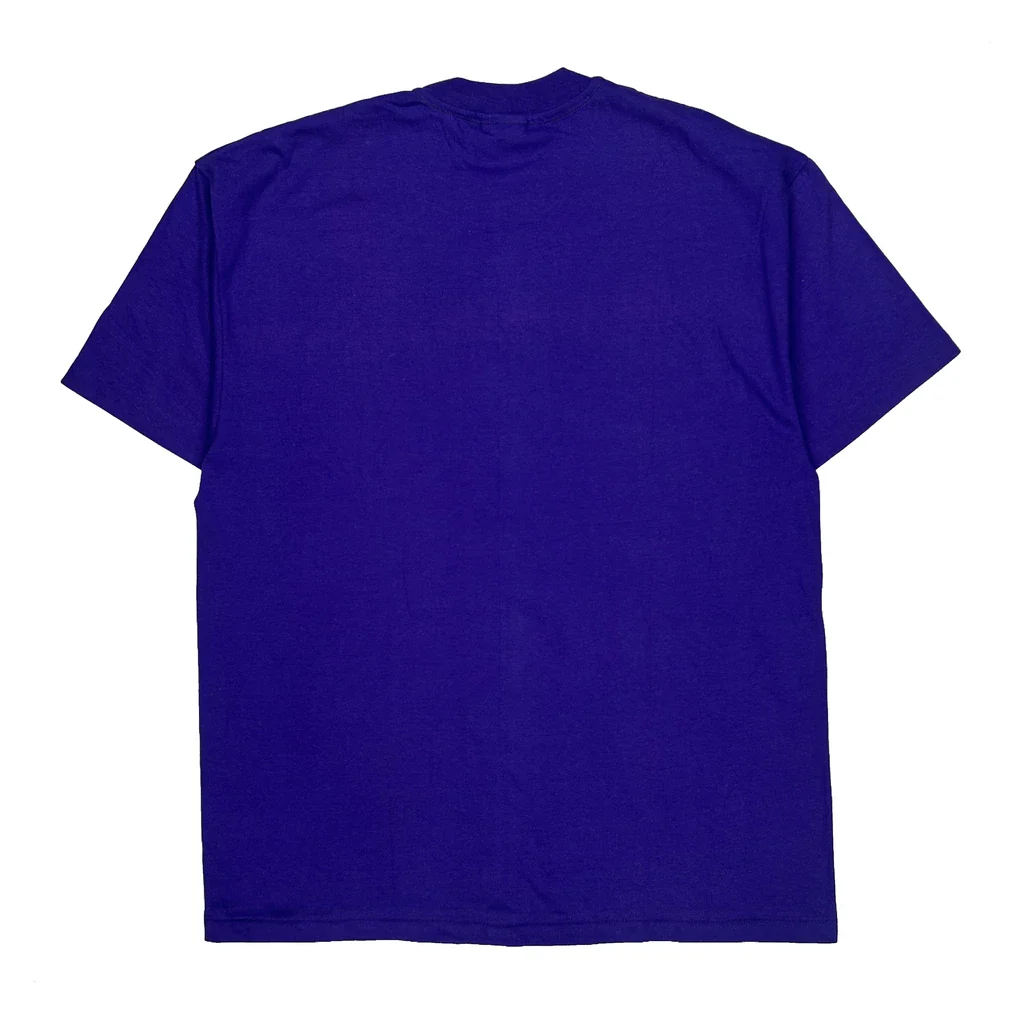 Hanes Single Stitch T-Shirt - XL Purple Cotton - Image 2