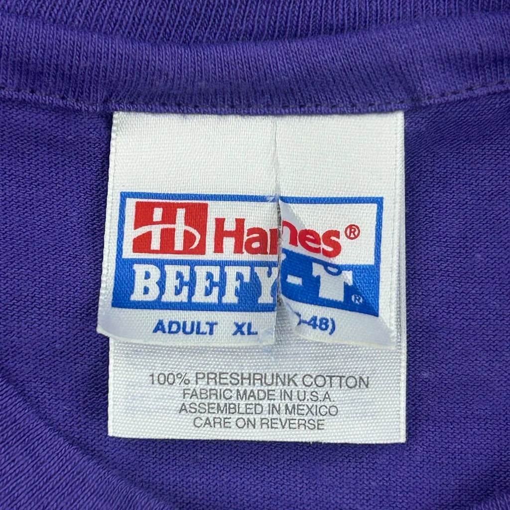 Hanes Single Stitch T-Shirt - XL Purple Cotton - Image 3