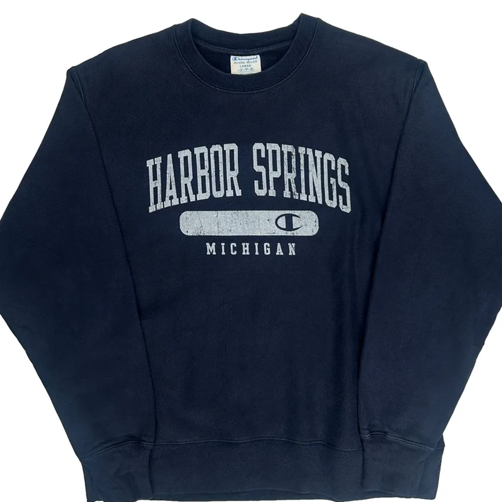 Harbor Springs Michigan Champion College Sweatshirt - Large Navy Cotton - Image 5