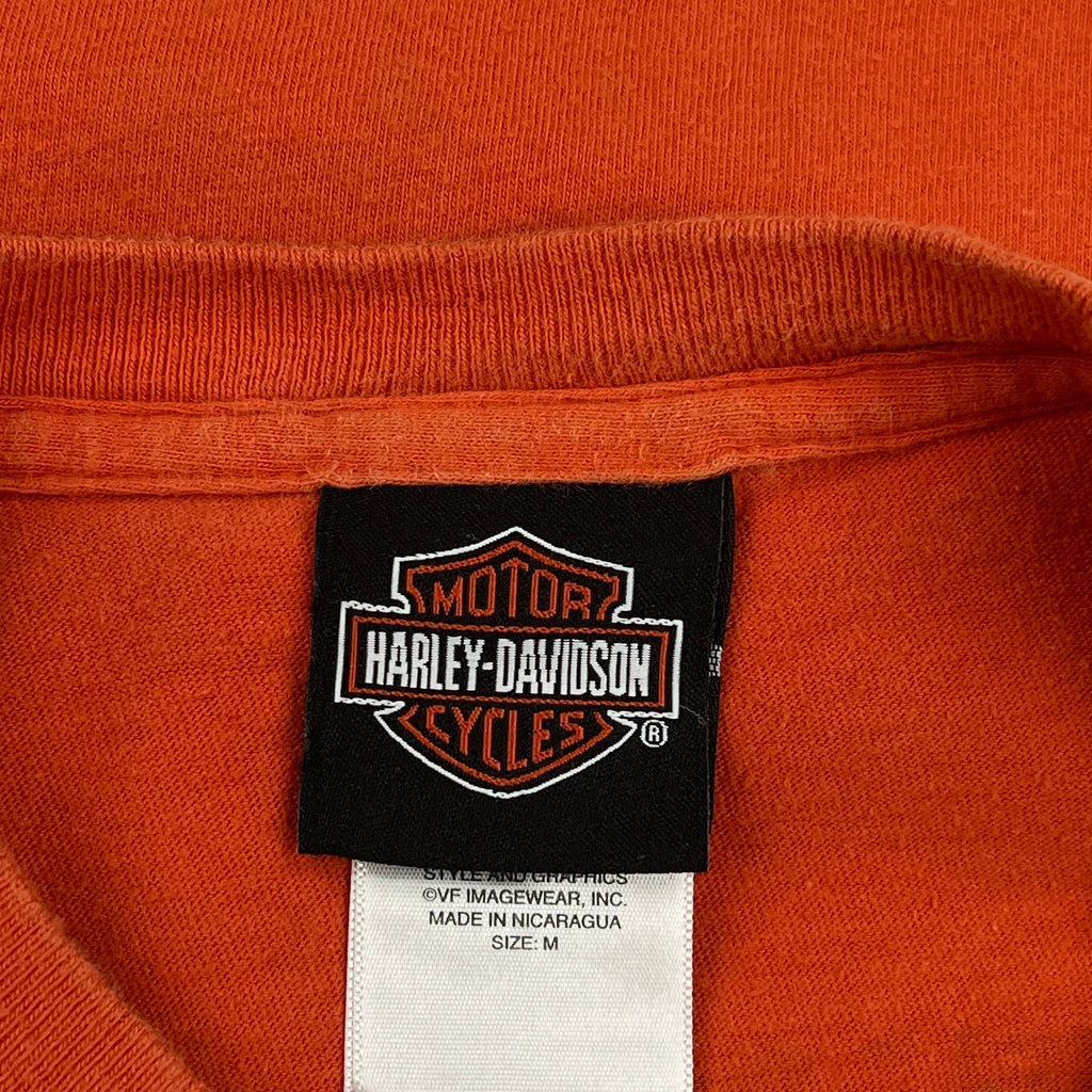 Harbor Town Harley-Davidson, Manitowoc, Wi Harley Davidson Graphic T-Shirt - Medium Orange Cotton - Image 3