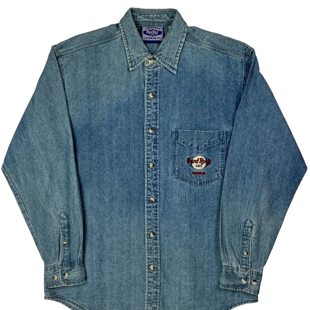 Hard Rock Cafe Denim Shirt - Small Blue Cotton - Image 5