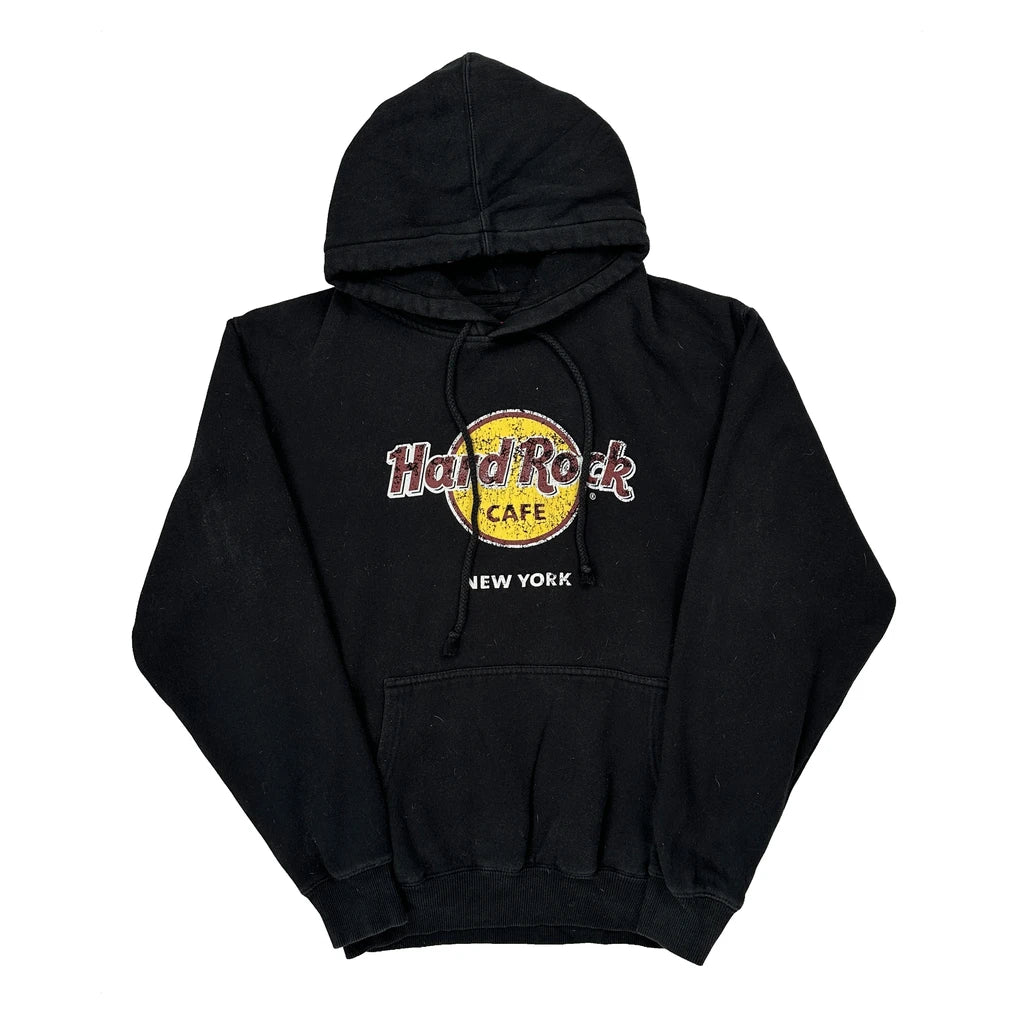 Hard Rock Cafe Graphic Hoodie - Medium Black Cotton Blend