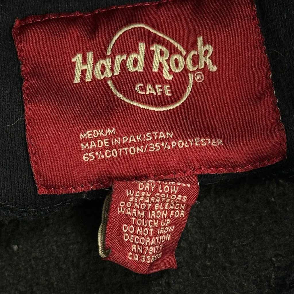 Hard Rock Cafe Graphic Hoodie - Medium Black Cotton Blend - Image 3
