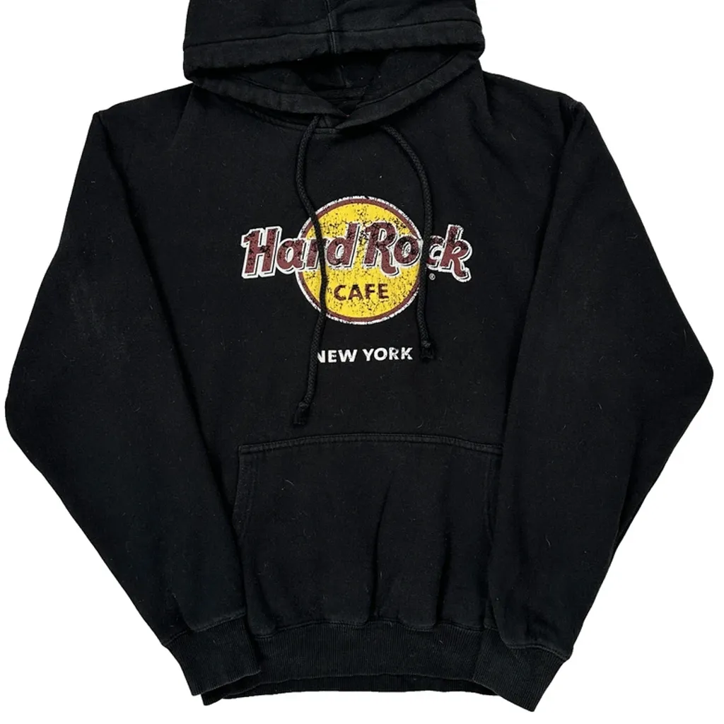 Hard Rock Cafe Graphic Hoodie - Medium Black Cotton Blend - Image 5