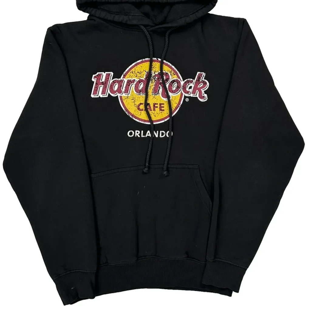 Hard Rock Cafe Graphic Hoodie - Medium Black Cotton Blend - Image 5