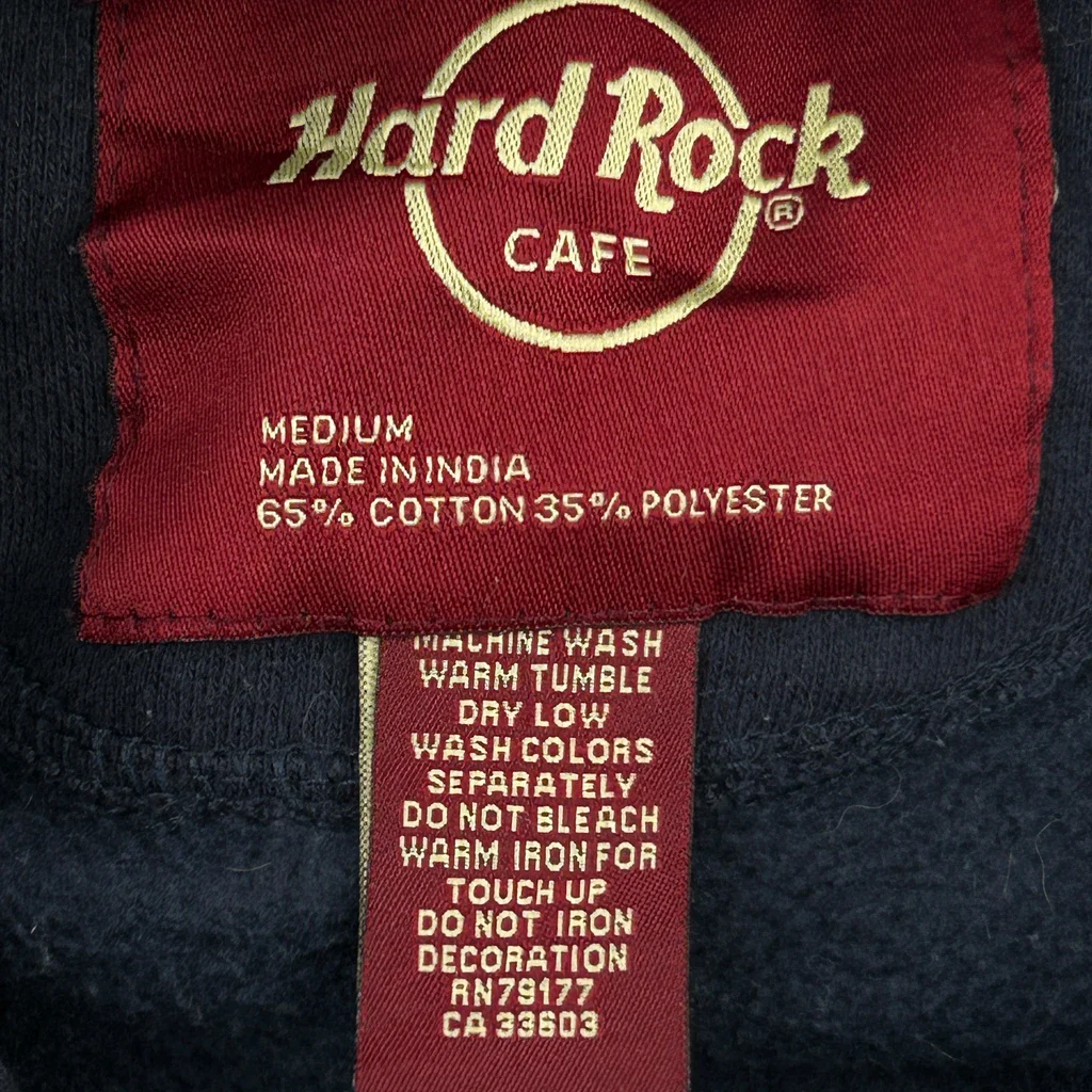 Hard Rock Cafe Graphic Hoodie - Medium Black Cotton Blend - Image 3