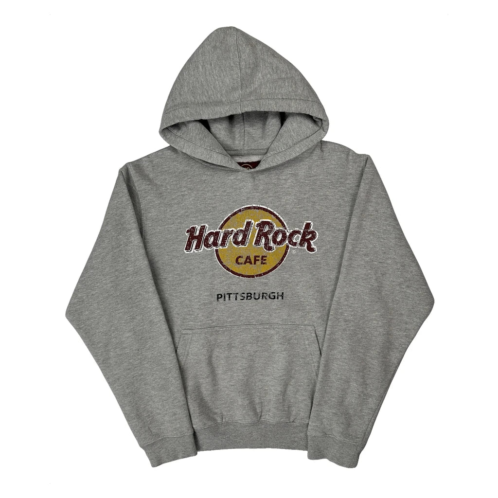 Hard Rock Cafe Graphic Hoodie - Medium Grey Cotton Blend
