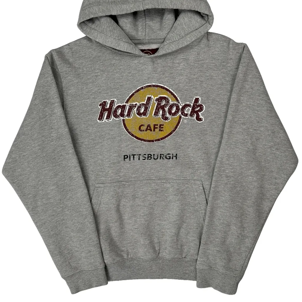 Hard Rock Cafe Graphic Hoodie - Medium Grey Cotton Blend - Image 4