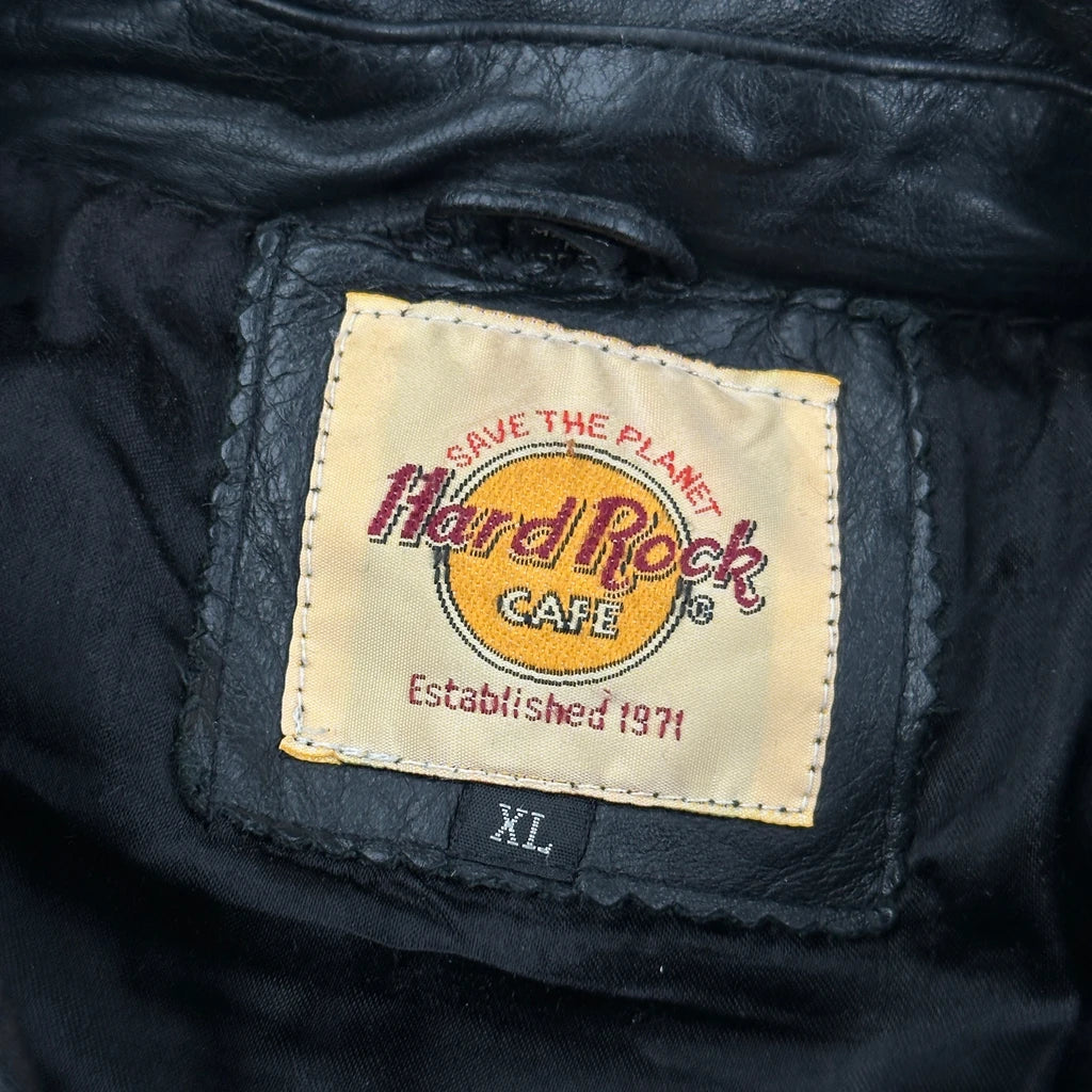 Hard Rock Cafe Leather Jacket - XL Black Leather - Image 3