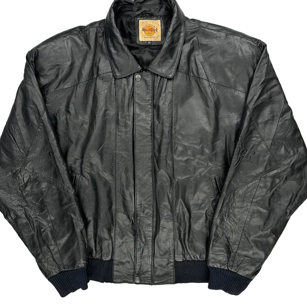 Hard Rock Cafe Leather Jacket - XL Black Leather - Image 4