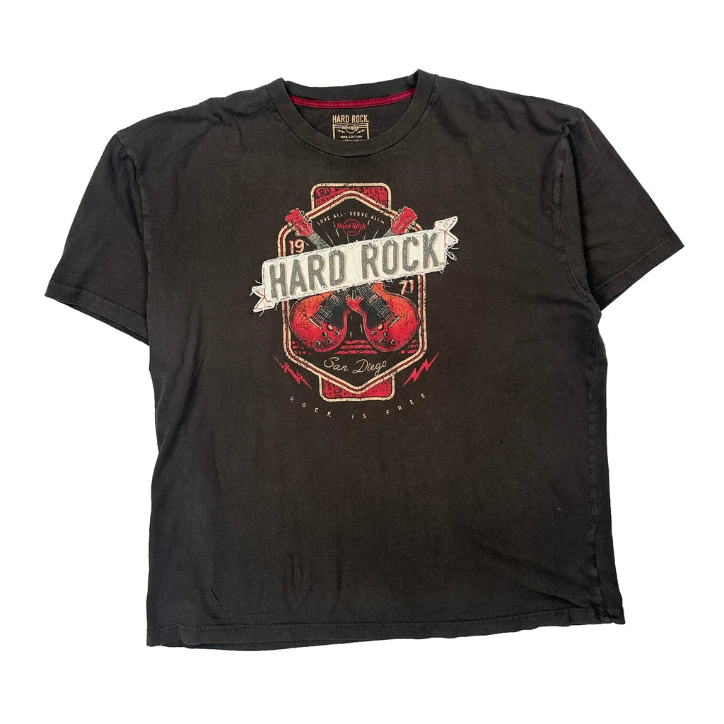 Hard Rock Cafe Graphic T-Shirt - 2XL Black Cotton
