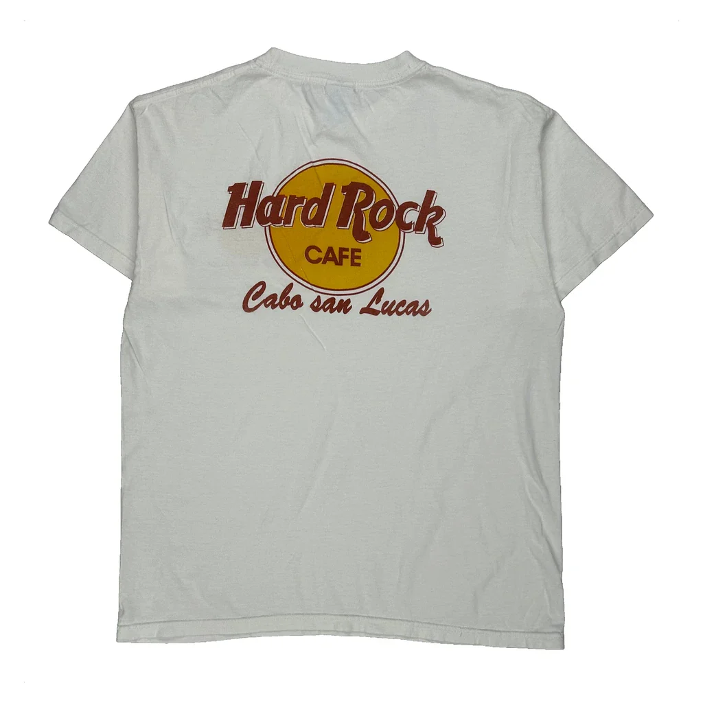 Hard Rock Cafe Graphic T-Shirt - Medium White Cotton - Image 2