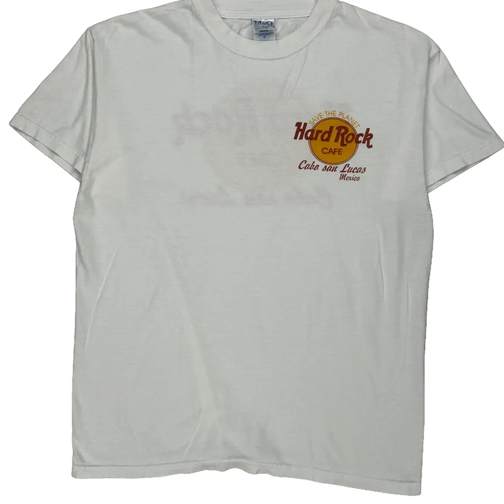 Hard Rock Cafe Graphic T-Shirt - Medium White Cotton - Image 4