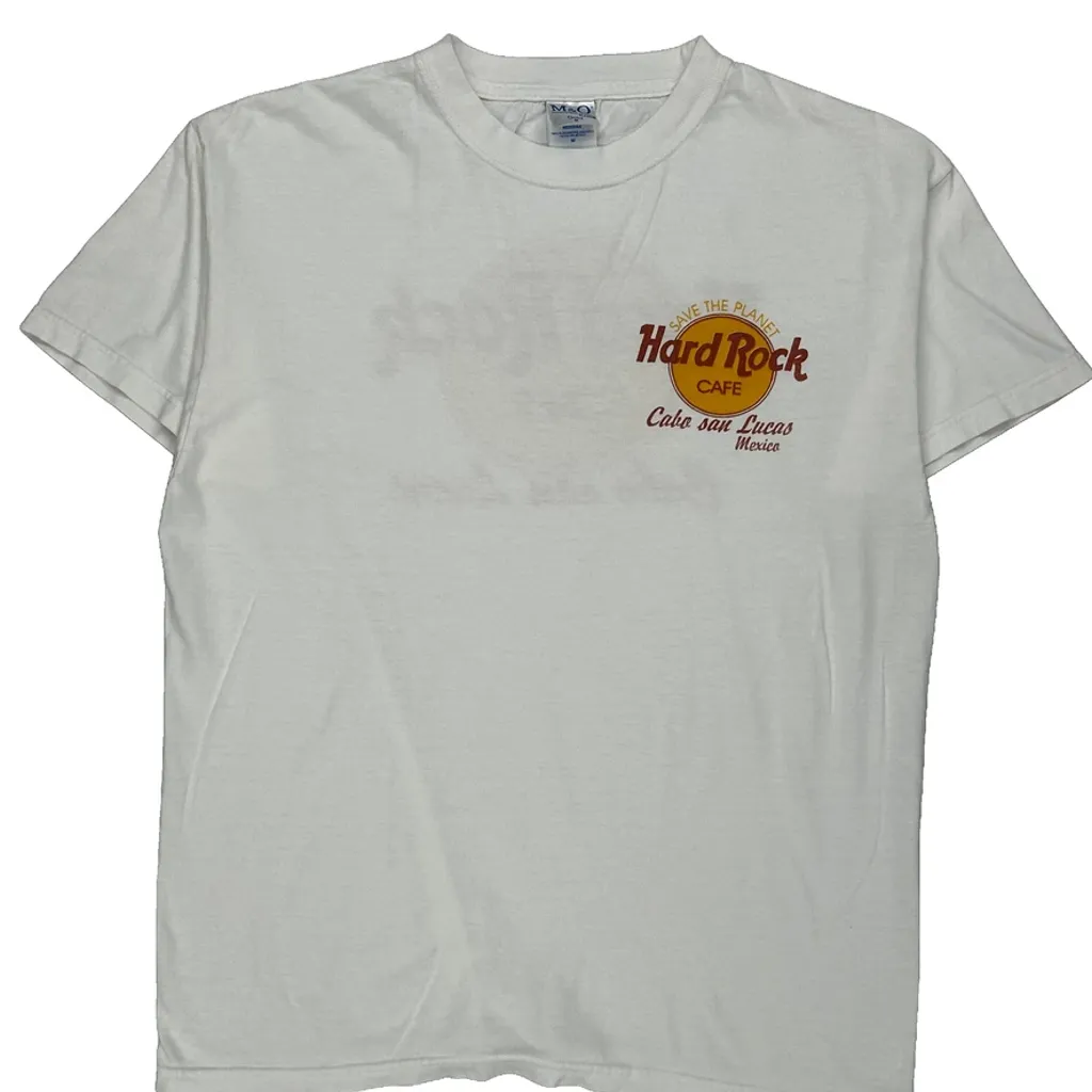 Hard Rock Cafe Graphic T-Shirt - Medium White Cotton - Image 5