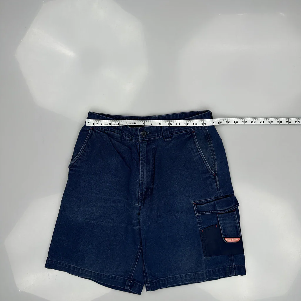 Hard Yaka Baggy Carpenter Shorts - 30W 10L Blue Cotton - Image 3