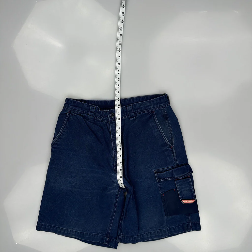Hard Yaka Baggy Carpenter Shorts - 30W 10L Blue Cotton - Image 4