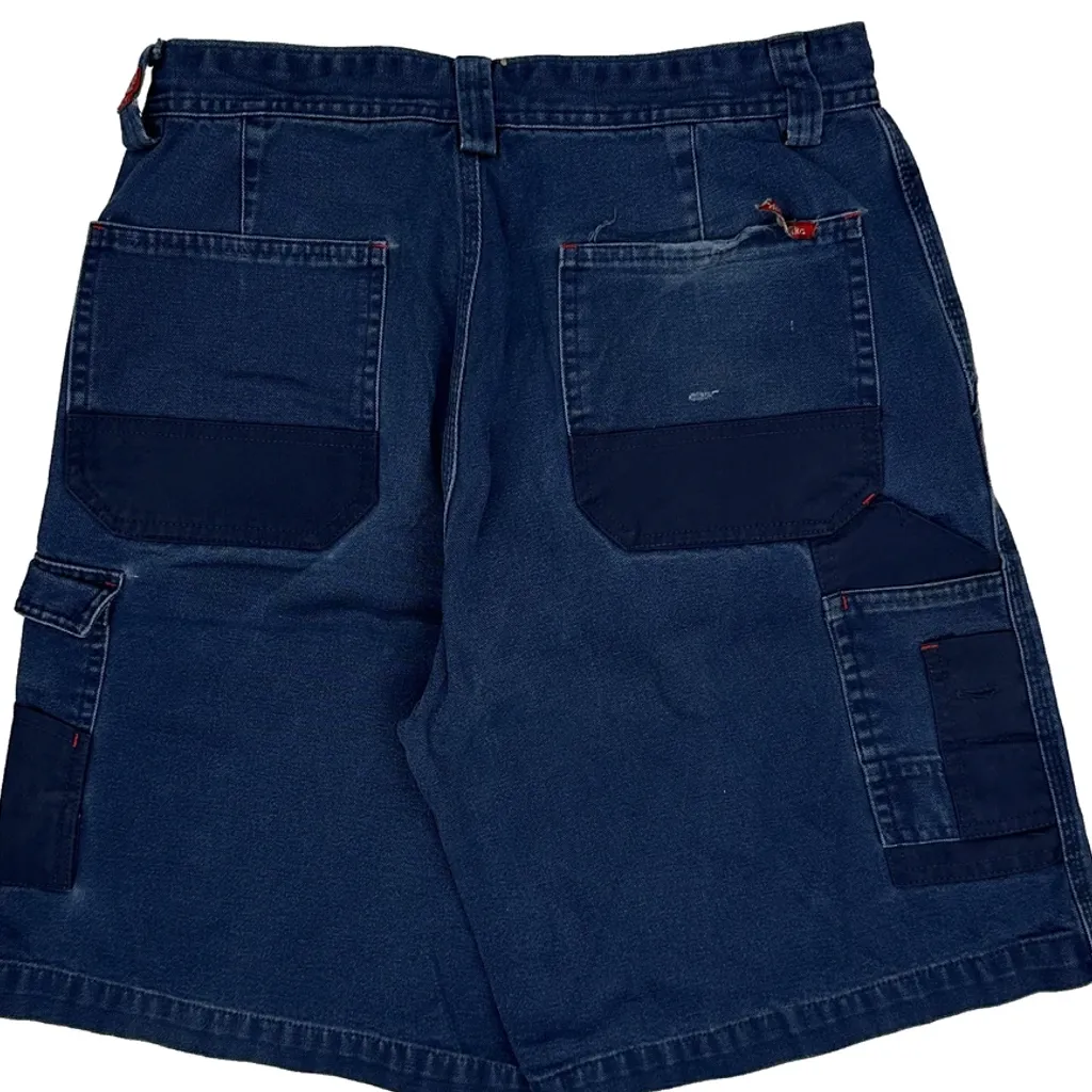Hard Yaka Baggy Carpenter Shorts - 30W 10L Blue Cotton - Image 7