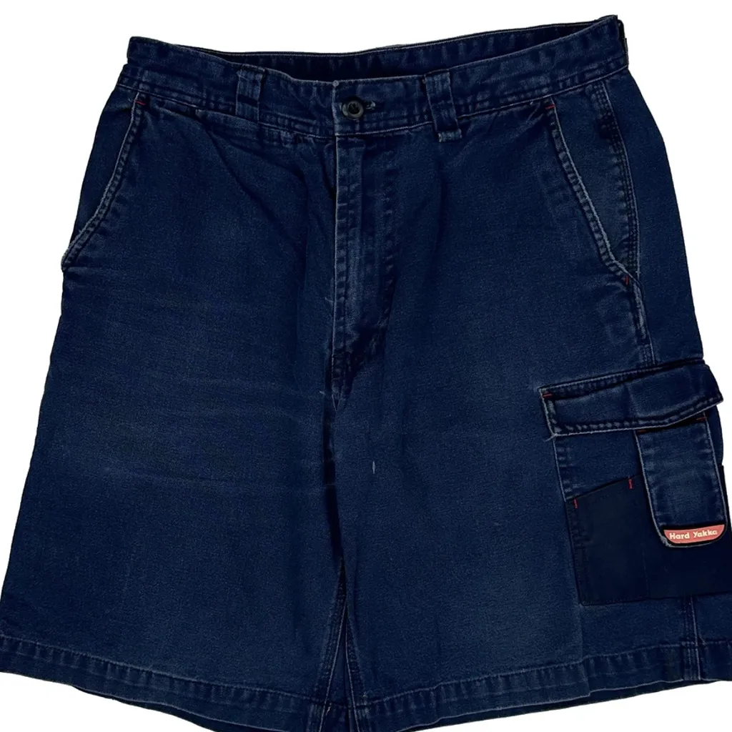 Hard Yaka Baggy Carpenter Shorts - 30W 10L Blue Cotton - Image 9