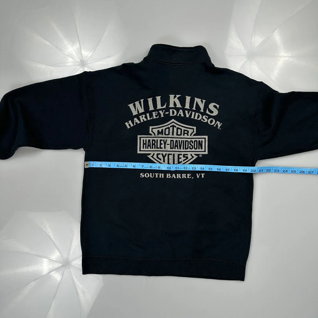 Harley Davidson 1/4 Zip - Medium Black Cotton - Image 3
