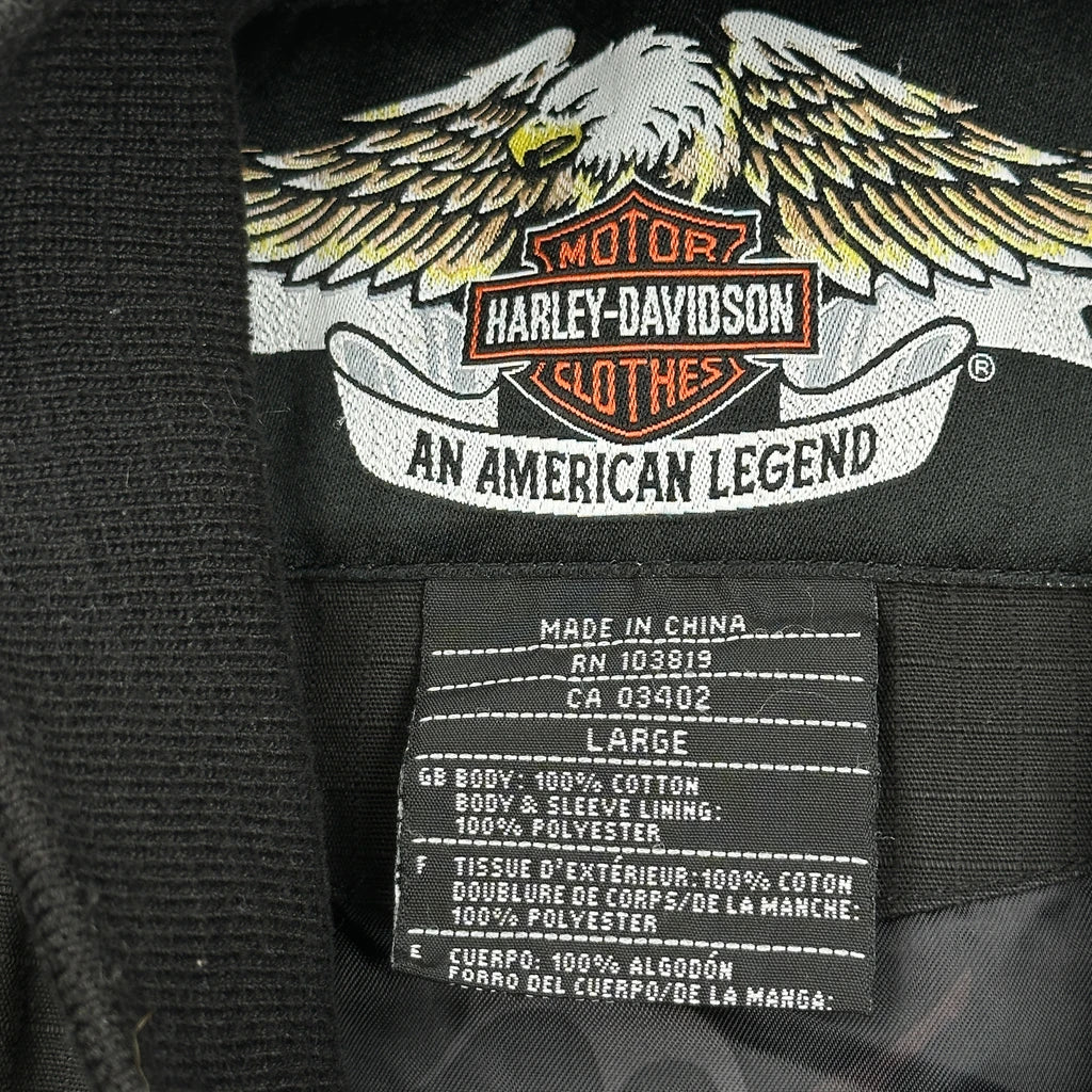Harley Davidson Bomber Jacket - Large Black Cotton - Image 3