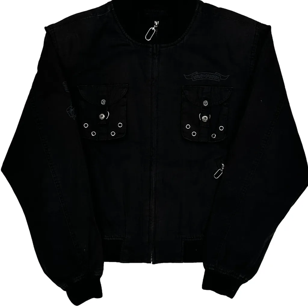 Harley Davidson Bomber Jacket - Large Black Cotton - Image 5
