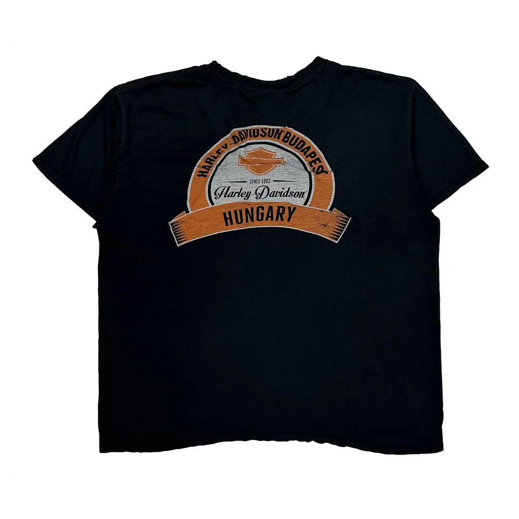 Harley-Davidson Budapest Harley Davidson Graphic T-Shirt - Large Black Cotton - Image 2