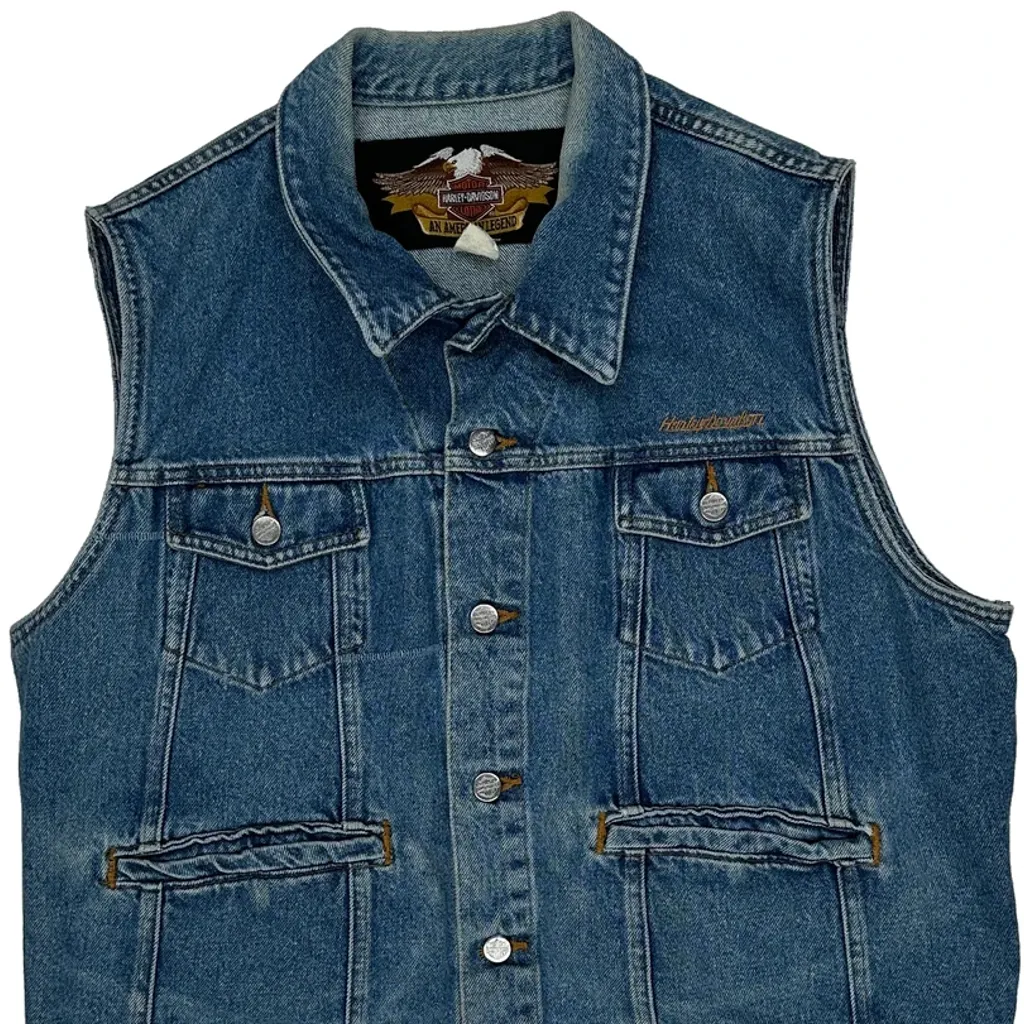 Harley Davidson Denim Gilet - XL Blue Denim - Image 6