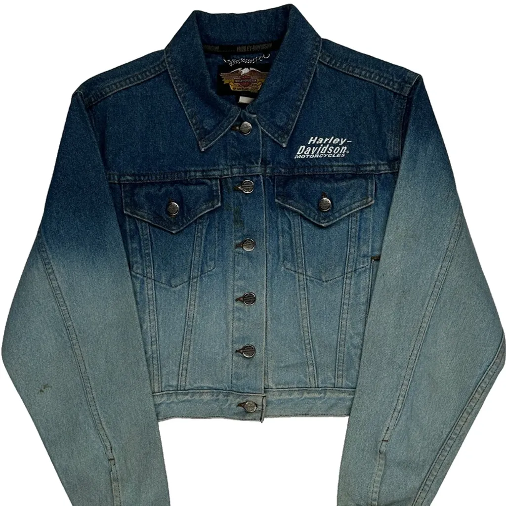 Harley Davidson Graphic Denim Jacket - Medium Blue Cotton - Image 4