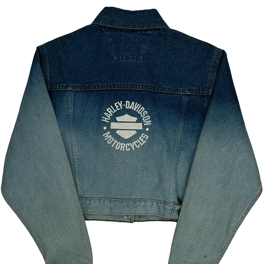 Harley Davidson Graphic Denim Jacket - Medium Blue Cotton - Image 6