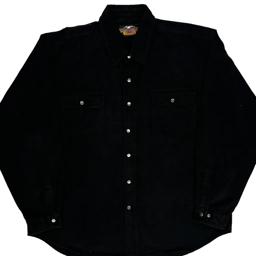 Harley Davidson Denim Shirt - XL Black Cotton - Image 6