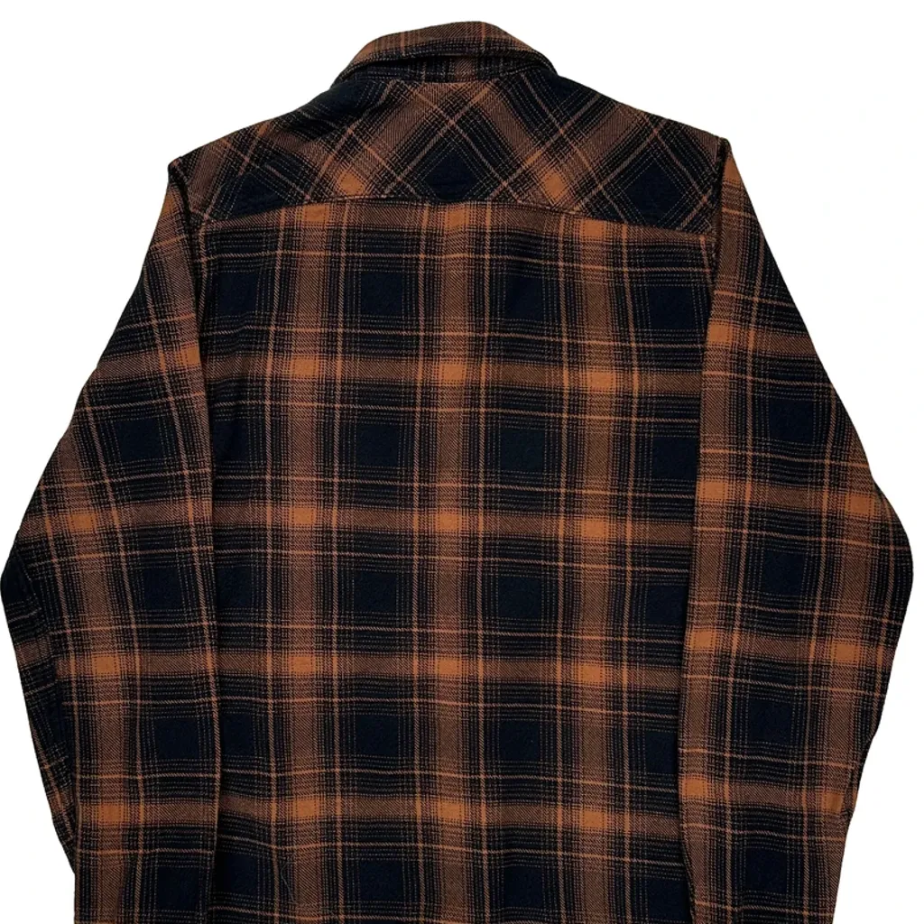 Harley Davidson Checked Flannel Shirt - Medium Brown Cotton - Image 6