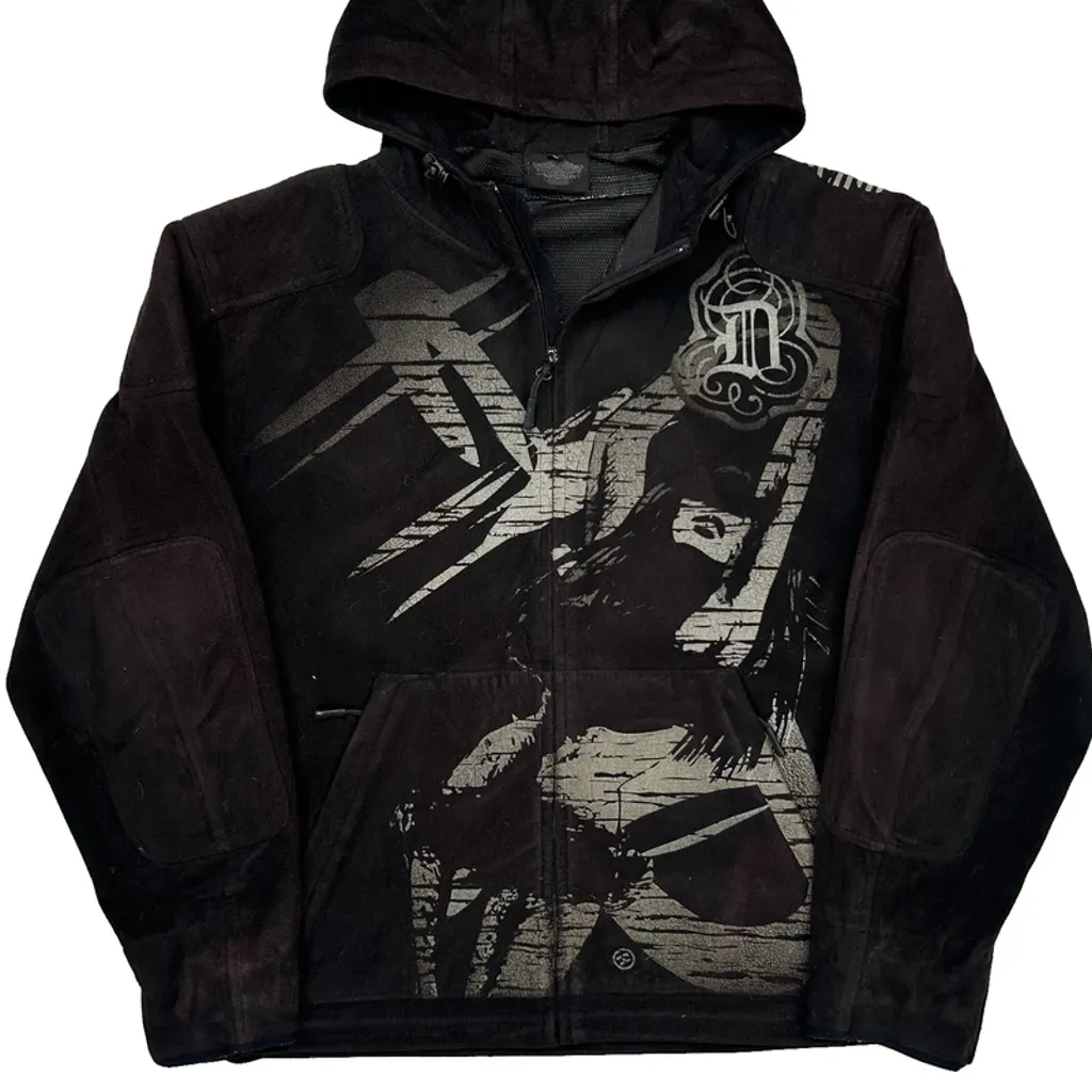 Harley Davidson Graphic Hoodie - Large Black Cotton - Image 5