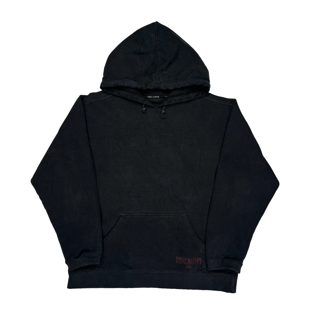 Harley Davidson Graphic Hoodie - Large Black Cotton