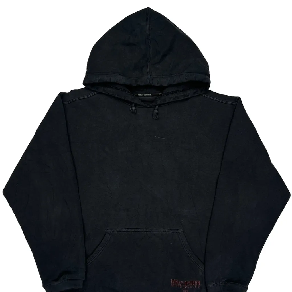 Harley Davidson Graphic Hoodie - Large Black Cotton - Image 4