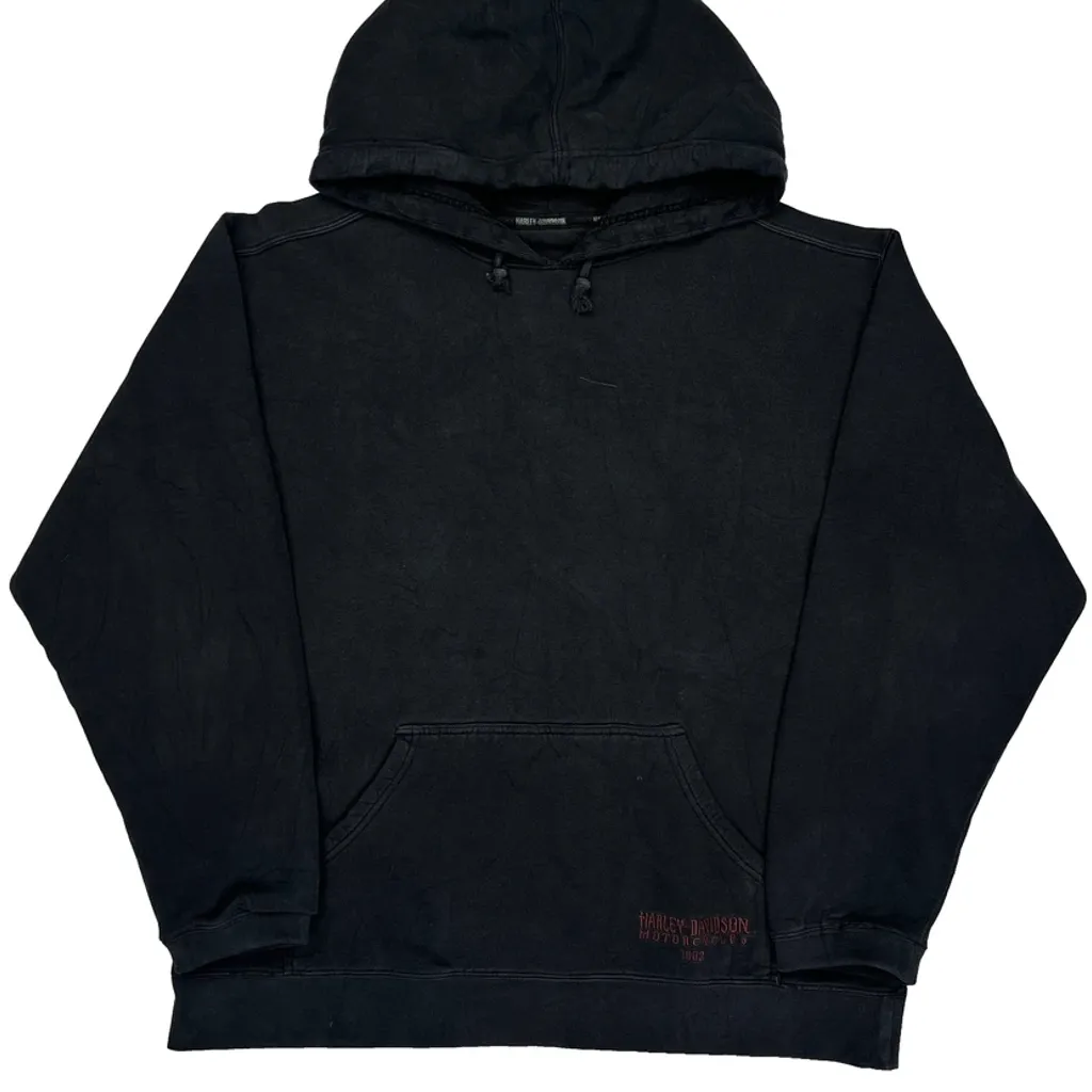 Harley Davidson Graphic Hoodie - Large Black Cotton - Image 5